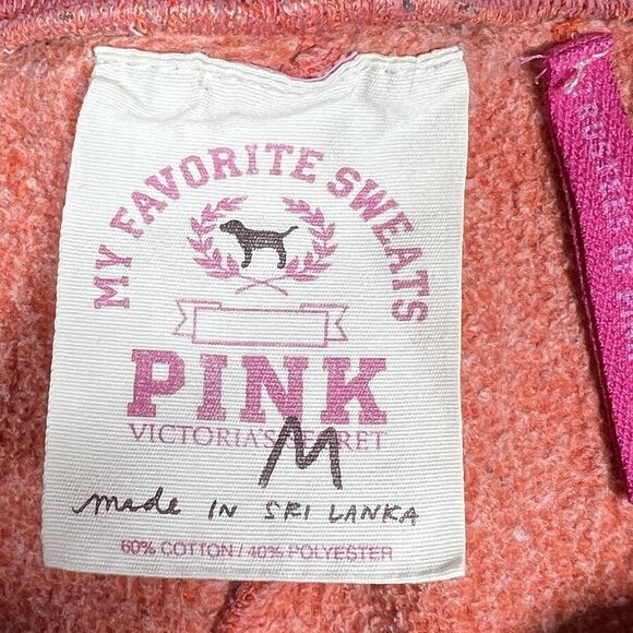 VTG Victoria Secret PINK Jogger Sweatpants Womens Medium Orange Cropped Y2K - Picture 12 of 14